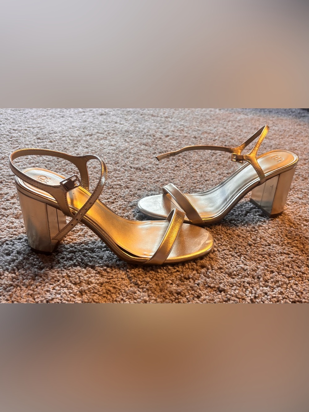Nordstrom bp. Metallic Gold Block Heel Sandals 8.5